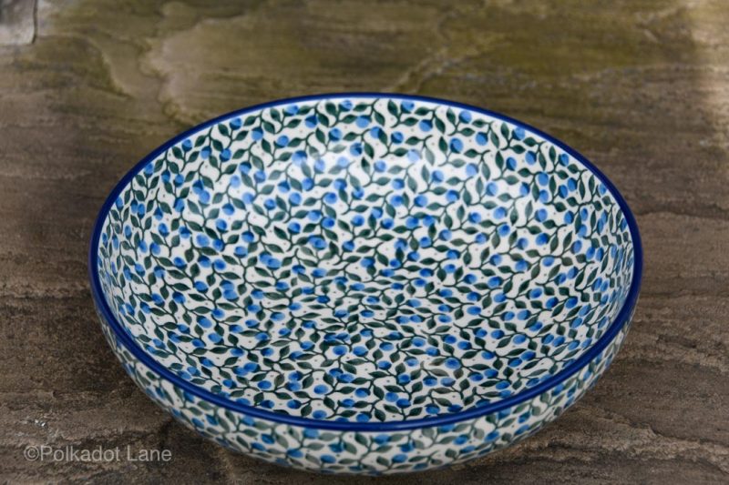 Blue Berry Leaf Salad Bowl by Ceramika Artystyczna