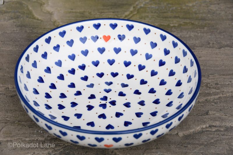 Small hearts Pattern Salad Bowl by Ceramika Artystyczna