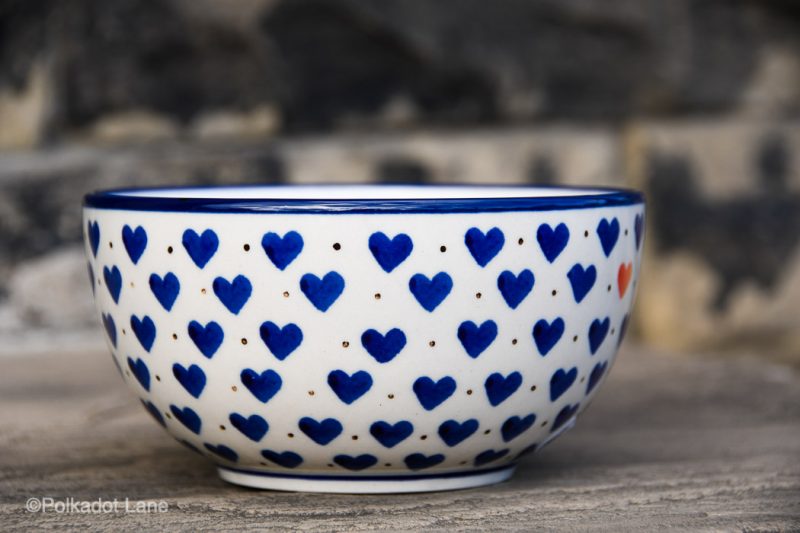 Small Hearts Pattern Cereal Bowl by Ceramika Artystyczna