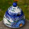 Andy Polish Pottery Blue Flower Garden Sugar Bowl