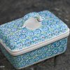 Polish Pottery Butter Box Turquoise Daisy pattern