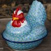 Ceramika Artystyczna Turquoise Daisy Hen Egg Container