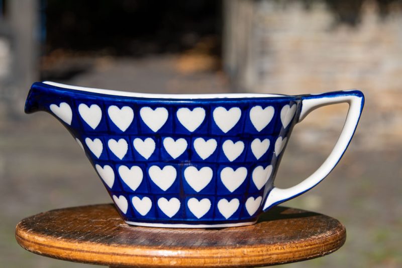 Polish pottery Hearts Pattern Sauce Jug by Ceramika Artystyczna