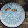 Polish Pottery Fish in the Sea Pattern Small Flan from Polkadot Lane UK