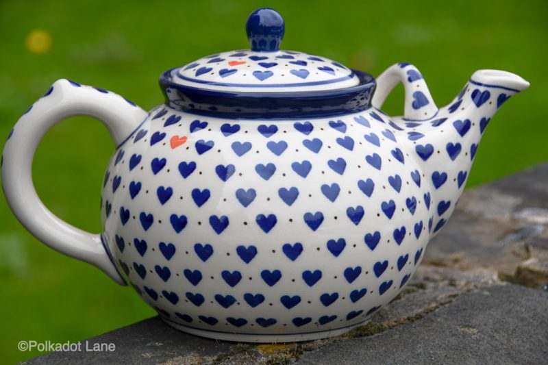 Small Hearts pattern Large Teapot for six from Polkadot Lane Polish Pottery