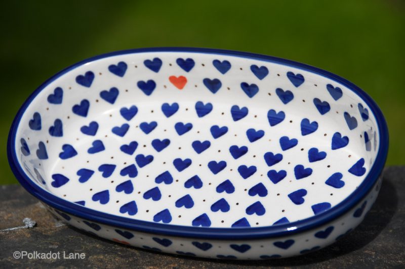 Small Hearts Pattern Small Serving Dish by Ceramika Artystyczna Polish Pottery