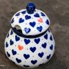 Small Hearts Pattern Sugar Bowl by Ceramika Artystyczna Polish Pottery