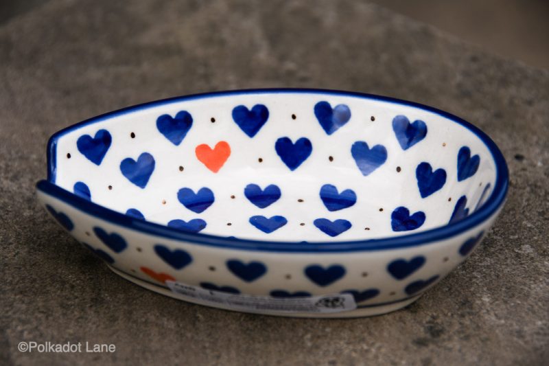 Small Hearts Pattern Spoon Rest by Ceramika Artystyczna