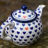 Polish Pottery Small Hearts Pattern Teapot for Two by Ceramika Artystyczna