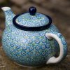 Polish Pottery Turquoise Daisy Teapot for Four by Ceramika Artystyczna
