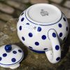 Blue Spots on White Polish Pottery Teapoy by Ceramika Artystyczna