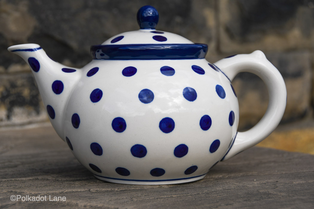 Blue Spots Teapot for Four Ceramika Artystyczna from Polkadot Lane UK