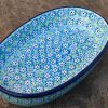 Small Serving Dish by Ceramika Artystyczna Polish Pottery Turquoise Daisy Pattern