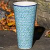 Polish Pottery Turquoise Daisy Pattern Vase by Ceramika Artystyczna