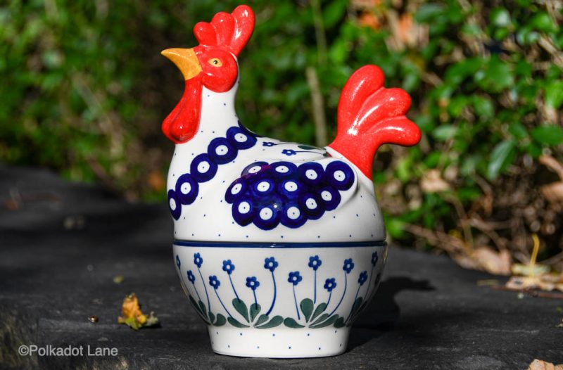Polish Pottery Flower Spot Garden Cockerel on Bowl by Ceramika Artystyczna