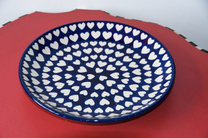 Polish Pottery Dinner Plate Hearts Pattern by Ceramika Artystyczna