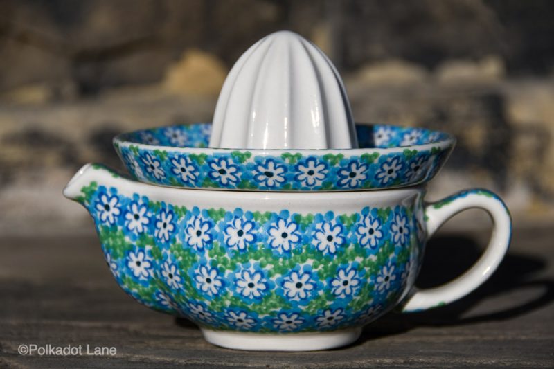 Turquoise Daisy Lemon Squeezer by Ceramika Artystyczna Polish Polish Pottery