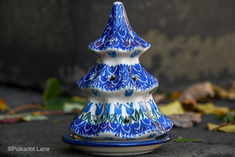 Polish Pottery Blue Tulip Ceramic Christmas Tree