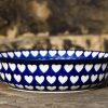 Hearts pattern Round Serving Dish with Handles by Ceramika Artystyczna