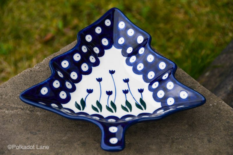 Polish Pottery Tree Shaped Serving Dish Flower Spot pattern by Ceramika Artystyczna