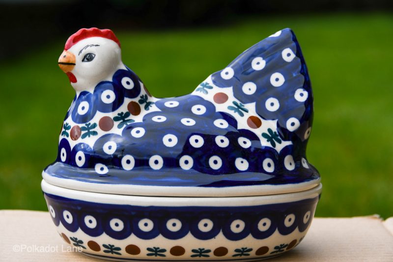 Fern Spot Hen Egg Container by Ceramika Manufaktura Polish Pottery
