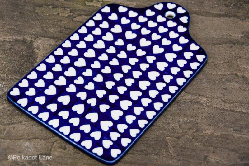 Hearts Pattern Cutting Board by Ceramika Artystyczna