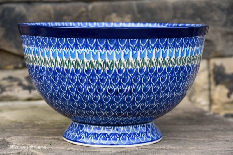 Polish Pottery Blue Tulip Large Bowl by Ceramika Artystyczna