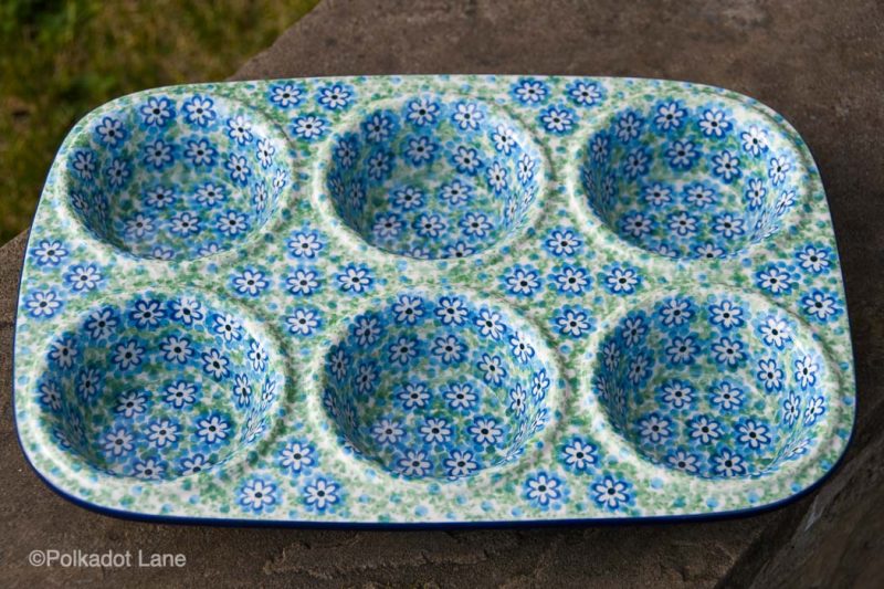 Ceramika Artystyczna Yorkshire Pudding Dish Turquoise Daisy