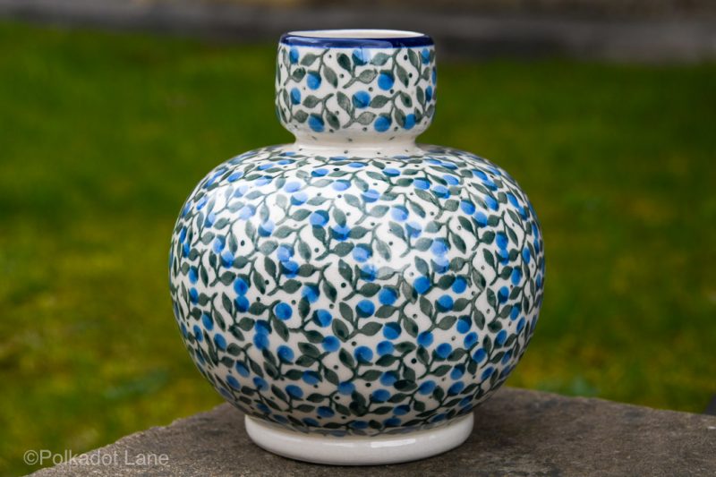 Blue Berry Leaf Vase by Ceramika Artystyczna Polish Pottery