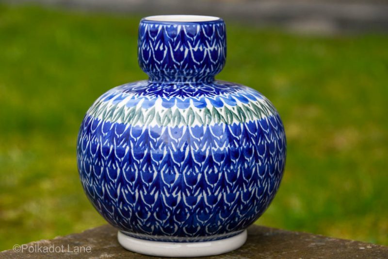Ceramika Artystyczna Blue Tulip Vase From Polkadot Lane UK