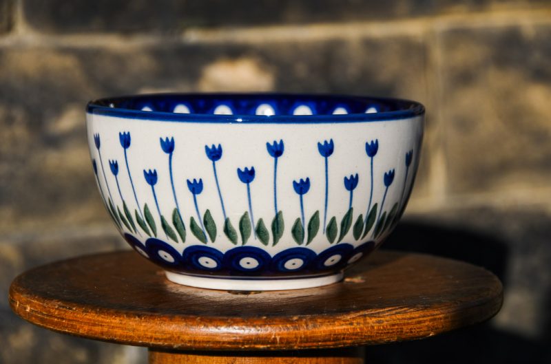 Polish Pottery Blue Tulip Cereal Bowl by Ceramika Artystyczna