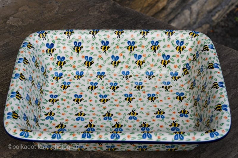 Large Oven Dish with Rim Bee Pattern by Ceramika Artystyczny
