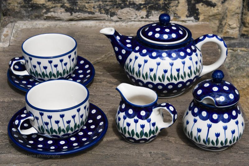 Flower Spots Tea Set by Ceramika Artystyczna Polish Pottery