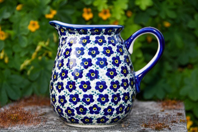 Polish Pottery Ditzy Blue Flower Small Jug by Ceramika Manufaktura