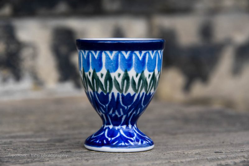 Blue Tulip Egg Cup by Ceramika Artystyczna Polish Pottery