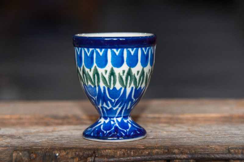 Polish Pottery Blue Tulip Egg Cup by Ceramika Artystyczna