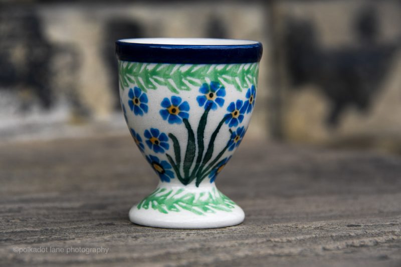 Polish Pottery Forget Me Not Egg Cup by Ceramika Artystyczna