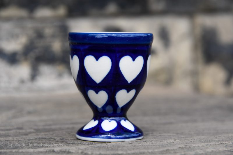 Polish Pottery Hearts Pattern Egg Cup by Ceramika Artystyczna