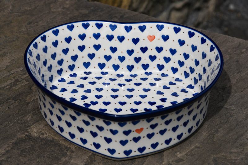 Polish Pottery Small Hearts Pattern Heart Dish by Ceramika Artystyczna