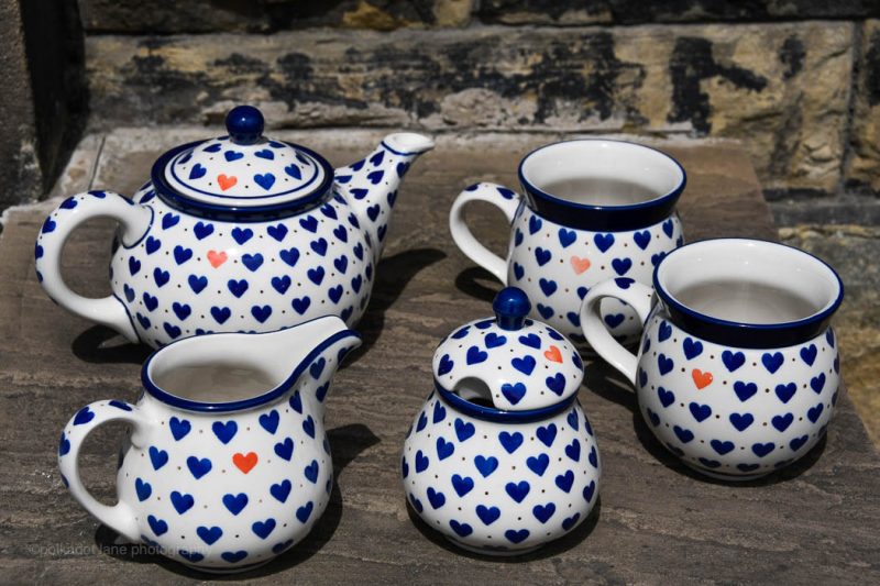 Small Hearts Pattern Tea Set for Two by Ceramika Artystyczna