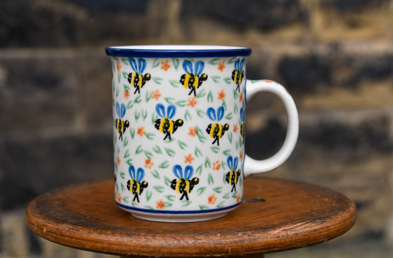 Polish Pottery Bee Pattern Tea Mug by Ceramika Artystyczna