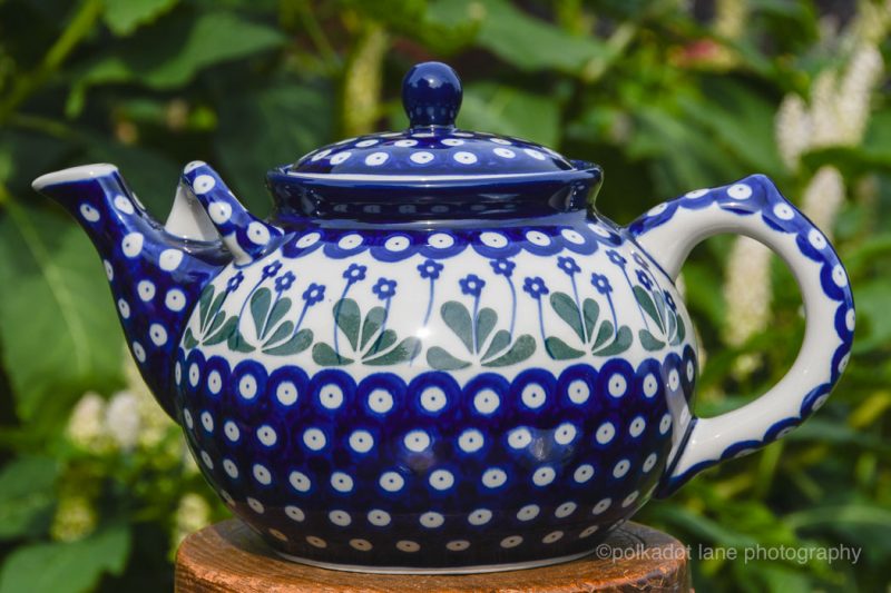 Polish Pottery Daisy Spot Pattern Large Teapot for Six by Ceramika Artystyczna