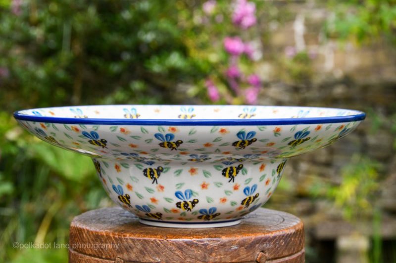 Bee Pattern Pasta Dish by Ceramika Artystyczna Polish Pottery.