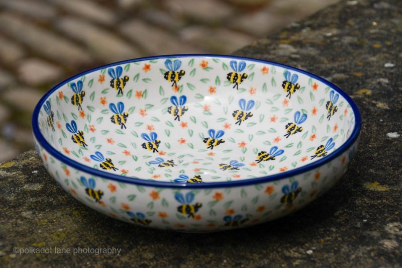 Polish Pottery Bee Pattern Salad Bowl by Ceramika Artystyczna