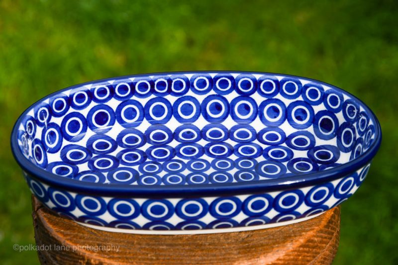 Circles Pattern Small Oval Serving Dish by Ceramika Artystyczna Bolesławiec Pottery