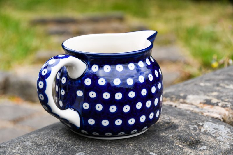 Polish Pottery Squat Jug Polkadot Blue pattern Ceramika Artystyczna.