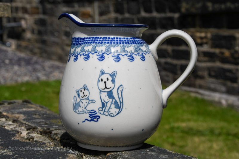 Polish Pottery One Litre Jug Cat Pattern by Ceramika Artystyczna