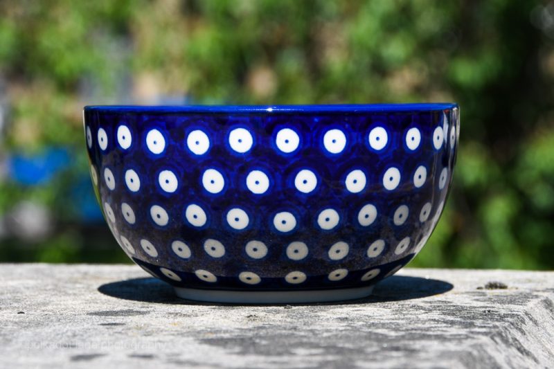 Blue Spotty Cereal Bowl by Ceramika Artystyczna from Polkadot Lane UK shop