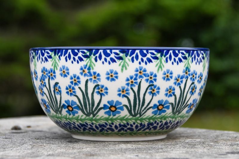 Polish Pottery Forget Me Not Large Cereal Bowl by Ceramika Artystyczna