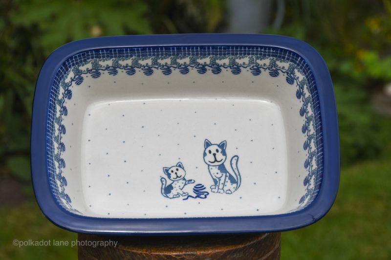 Polish Pottery Cat Pattern Pie Dish by Ceramika Artystyczna